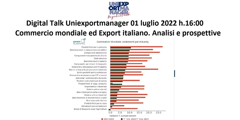Digital Talk Uniexportmanager. Commercio mondiale ed Export italiano. Analisi e prospettive