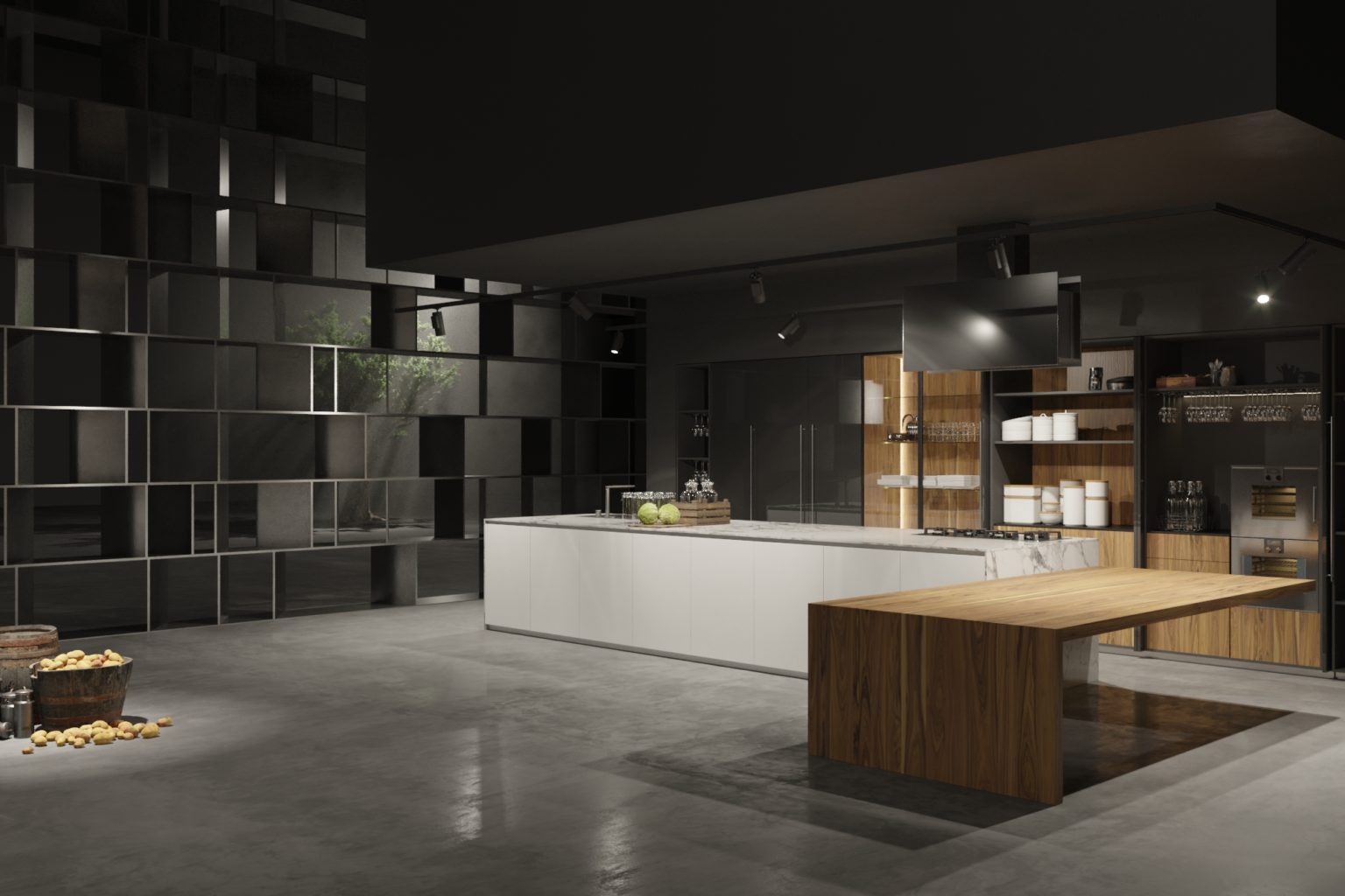Cucina in legno artigianale e materiali innovativi